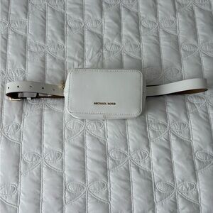 Michael Kors White Leather Crossbody Belt Pouch